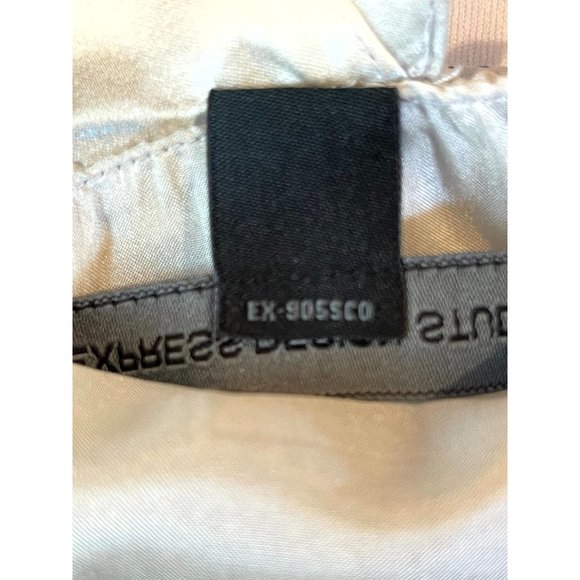 Express Women 100% Silk Halter Tank Top Platinum Spotted Backless Silver Black M - Picture 6 of 8